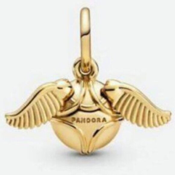 New Pandora Shine Gold Harry Potter Golden Snitch Wings Pendant Charm - Picture 1 of 5
